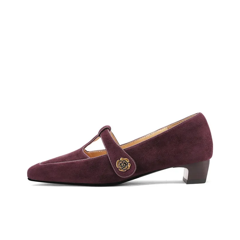 XICUNMINGWU Casual Single Shoes Women's Dark Reddish Purple-0