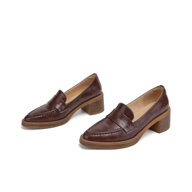 XICUNMINGWU Chunky Heel High Heels 5.5cm Women's Dark Brown-1
