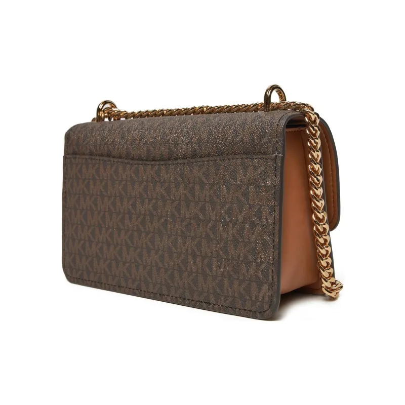 MICHAEL KORS Faux Leather Crossbody Bag, Shoulder Bag Small Size Women's Dark Brown & Acorn Brown-1