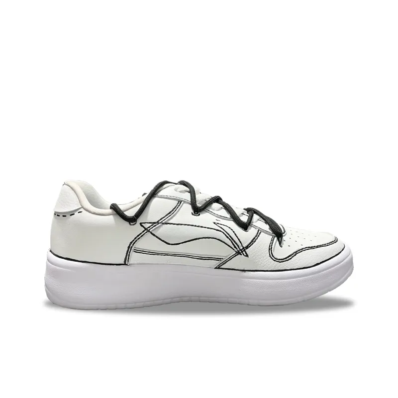 LiNing Pontoon Boats Anti Slip And Wear Resistant Breathable Low Top Skateboard Shoes Unisex White Black-1