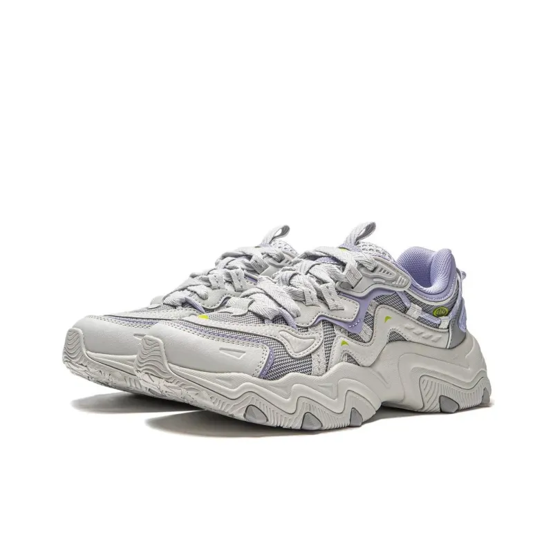 LiNing Breathable Wear Resistant Slip Resistant Low Top Casual Shoes Women's Purple Gray-2