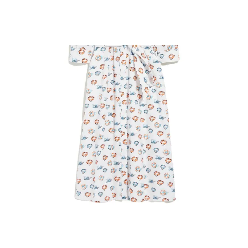 MaxMara Canoa Collection Donut All Over Print Belt 3/4 Sleeved Women's White-4