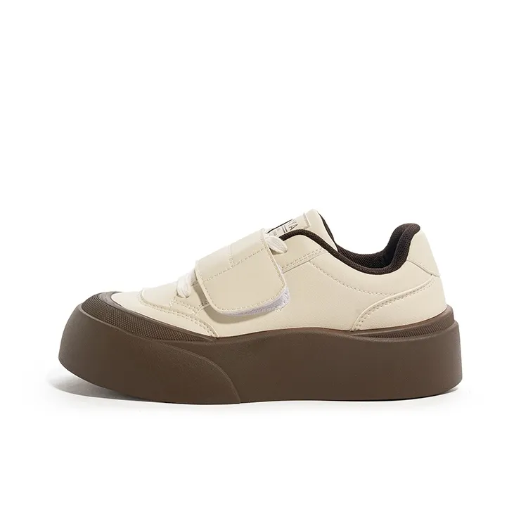 BABAYA KIDS Anti Slip Wear Resistant Lightweight Breathable Low Top Skateboard Shoes Women's Beige-0
