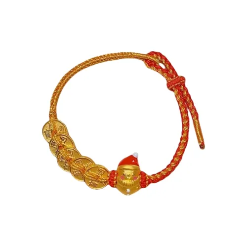 OIDSG Five Emperor Coins Snowman Fortune Bead Solid Gold Fixed Price Gold Bracelet Unisex