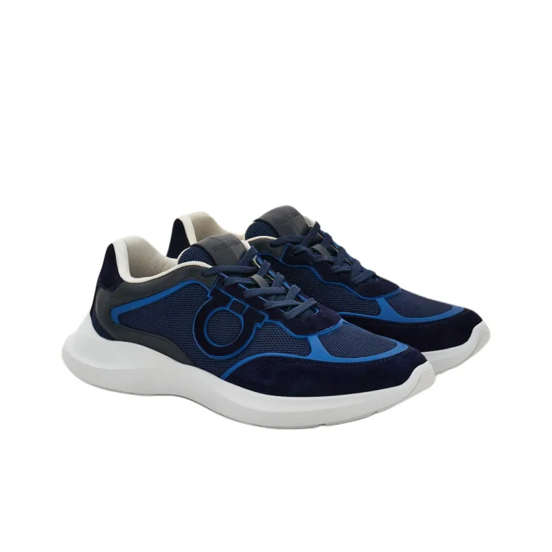 FERRAGAMO GANCINI Low Top Casual Shoes Men's Blue-1