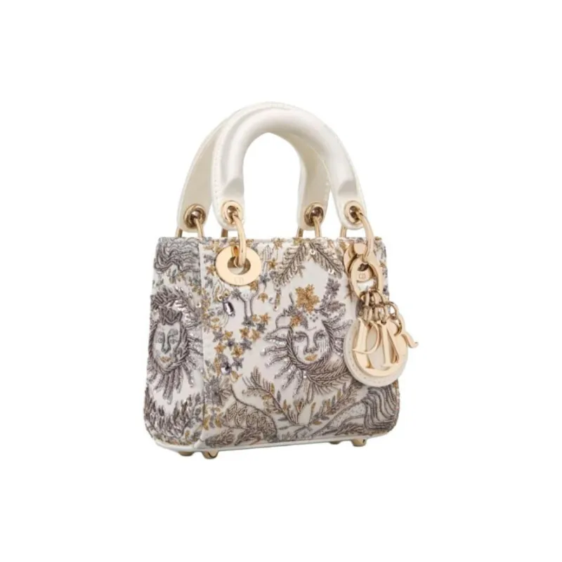 DIOR Lady Dior Satin Crossbody One Shoulder Handbags Women's Multicolor-2