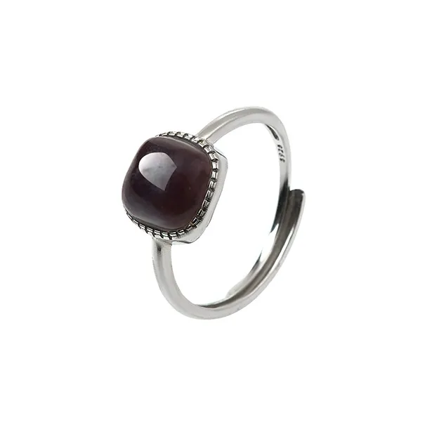Linguanying Hetian Jade Rings Smoky Purple Women's-0