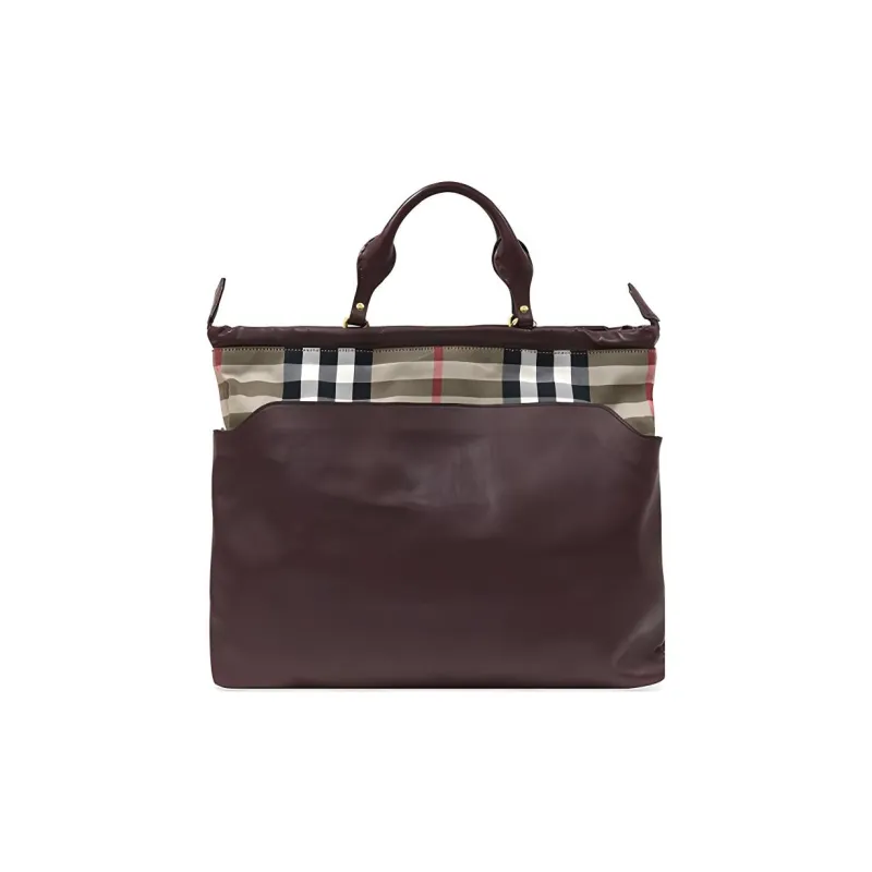 Burberry Cowhide Patchwork Canvas Canvas Bag Portable Crossbody Bag Shoulder Bag Small Size Women's Brown-2