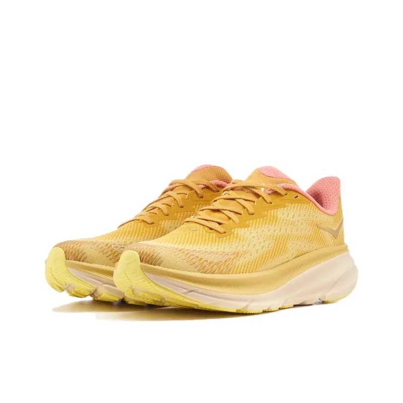 HOKA ONE ONE Clifton 9 Wear resistant And Lightweight Low Top Running Shoes Men's Yellow-2