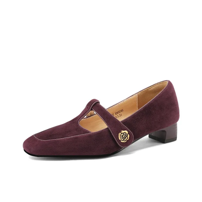 XICUNMINGWU Casual Single Shoes Women's Dark Reddish Purple-1