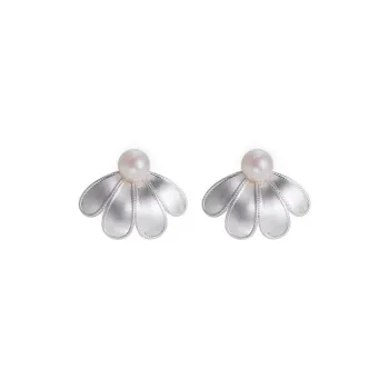 KING OF BLING 925 Silver Imitation Pearl Stud Earrings Unisex