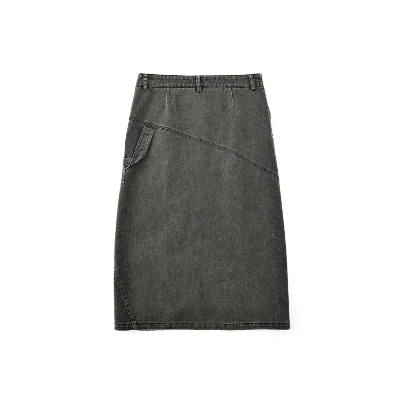 SINBOS Denim Long Skirt Women's Black Gray-1