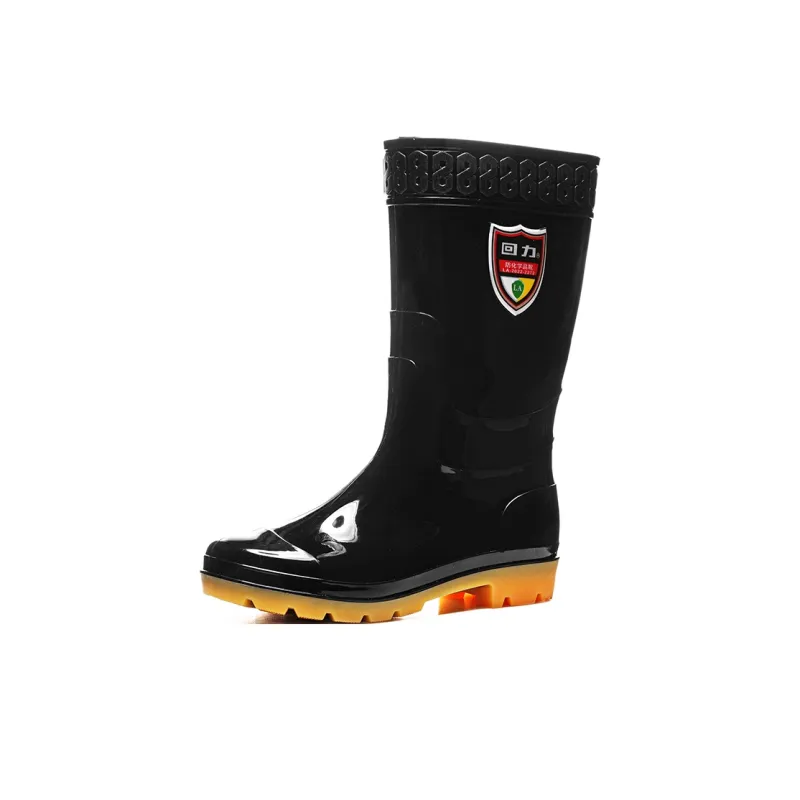 Warrior Wear Resistant Water Resistant Slip Resistant Rain Boots Men's Black-1