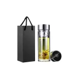 Double-Layer Thickened Glass Cup-Steel[Temperature-Display Lid][Black Box]