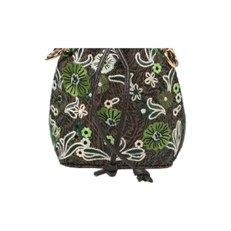 FENDI Mon Tresor Canvas With Leather Bucket Bag Canvas Bag Shoulder Bag Crossbody Bag Handbag Mini Women's Multicolor-4