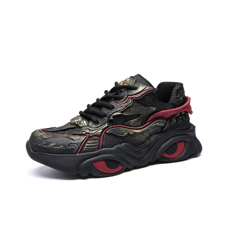 SANGUSANXIN Anti Slip And Wear Resistant Height Increasing Low Top Chunky Sneakers Men's Black-1