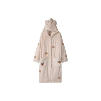 ROUKEER Pajama Robe Women's Ecru