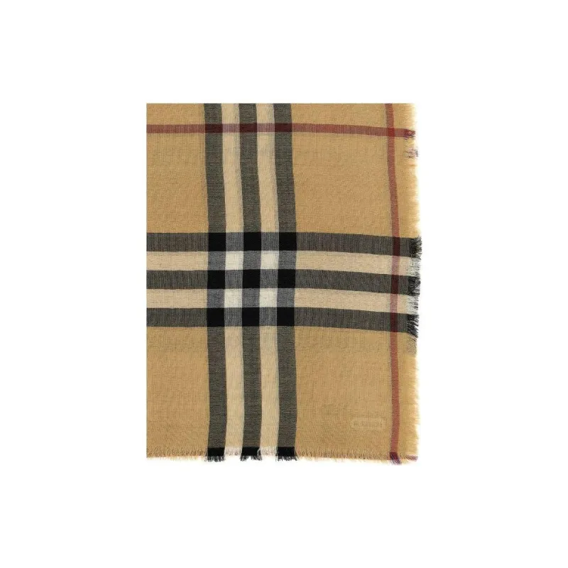 Burberry Wool Silk Knit Scarves Men's Beige-1