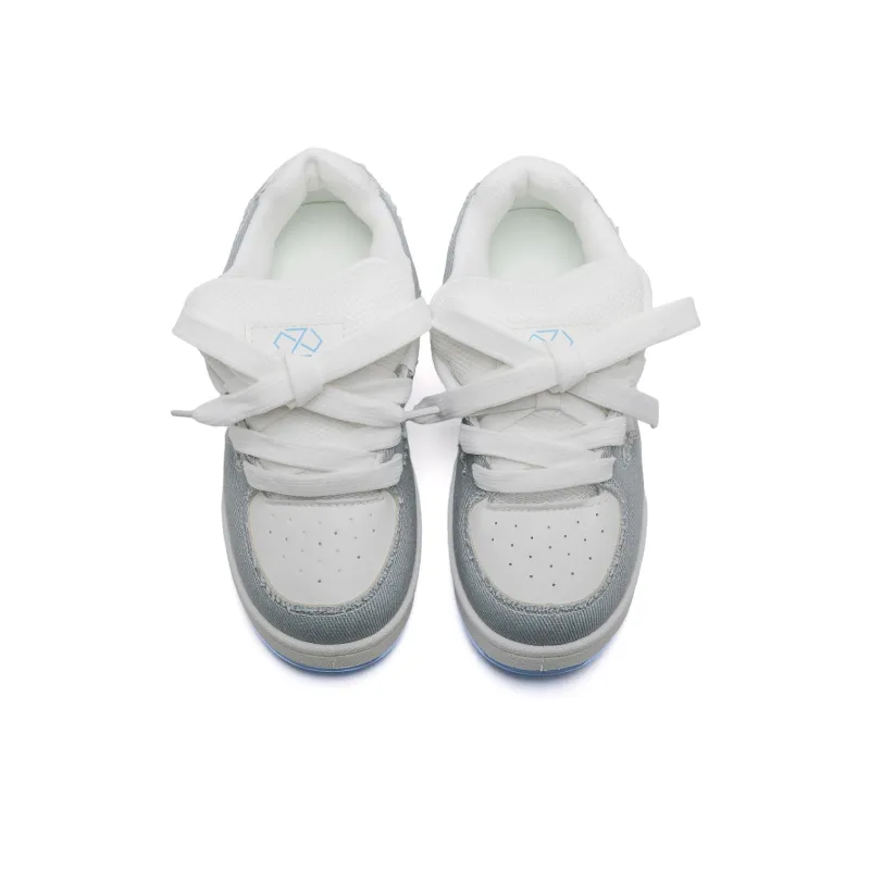 Anime Story Low Top Skateboard Shoes Women's Gray White Box Included-3
