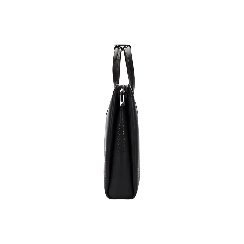 ELLE HOMME Top Grain Cow Leather Laptop Bag Handbag Medium Size Men's Black-2