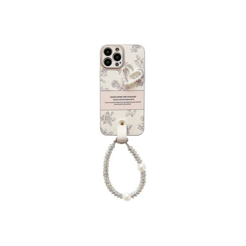Wei Xin Leather Material English Label Rose Bracelet Phone Cases Compatible With IPhone 16/15/13/14/Pro/Ma-0