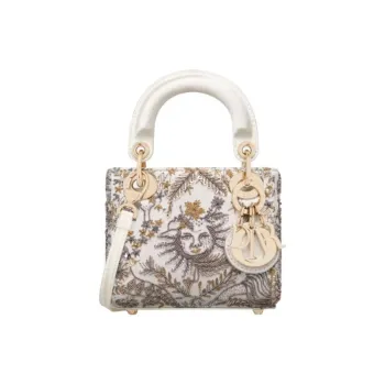 DIOR Lady Dior Satin Crossbody One Shoulder Handbags Women's Multicolor