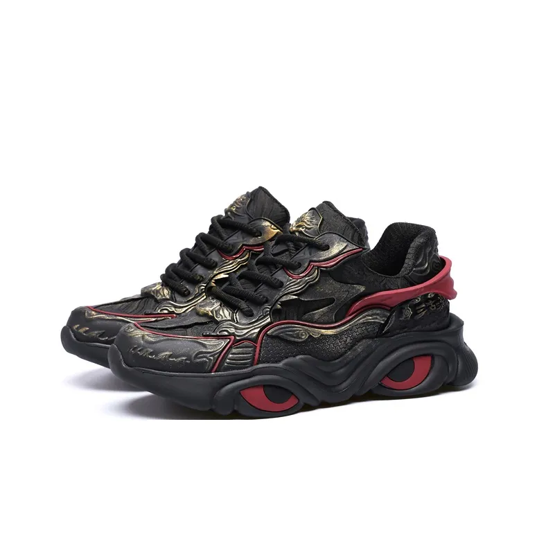 SANGUSANXIN Anti Slip And Wear Resistant Height Increasing Low Top Chunky Sneakers Men's Black-2
