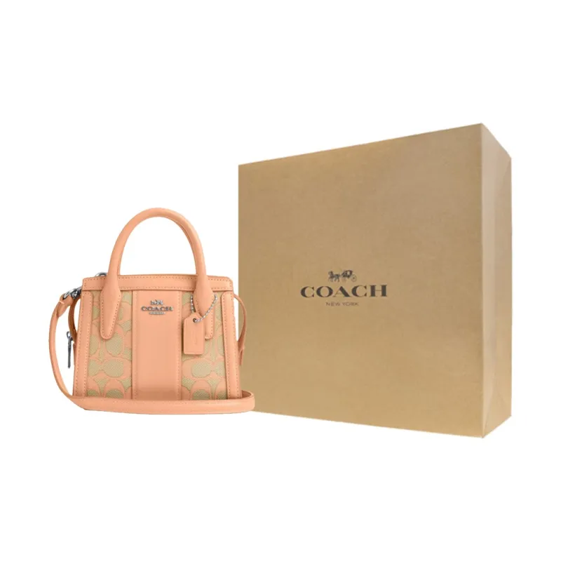 COACH Refined Calfskin With Jacquard Shoulder Bag, Crossbody Bag, Handbag Mini Women's Silver & Faded Blush-8