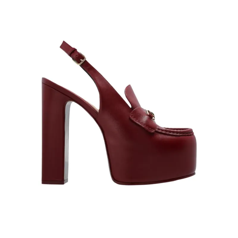 GUCCI Chunky Heel High Heels 16cm Women's Red-1