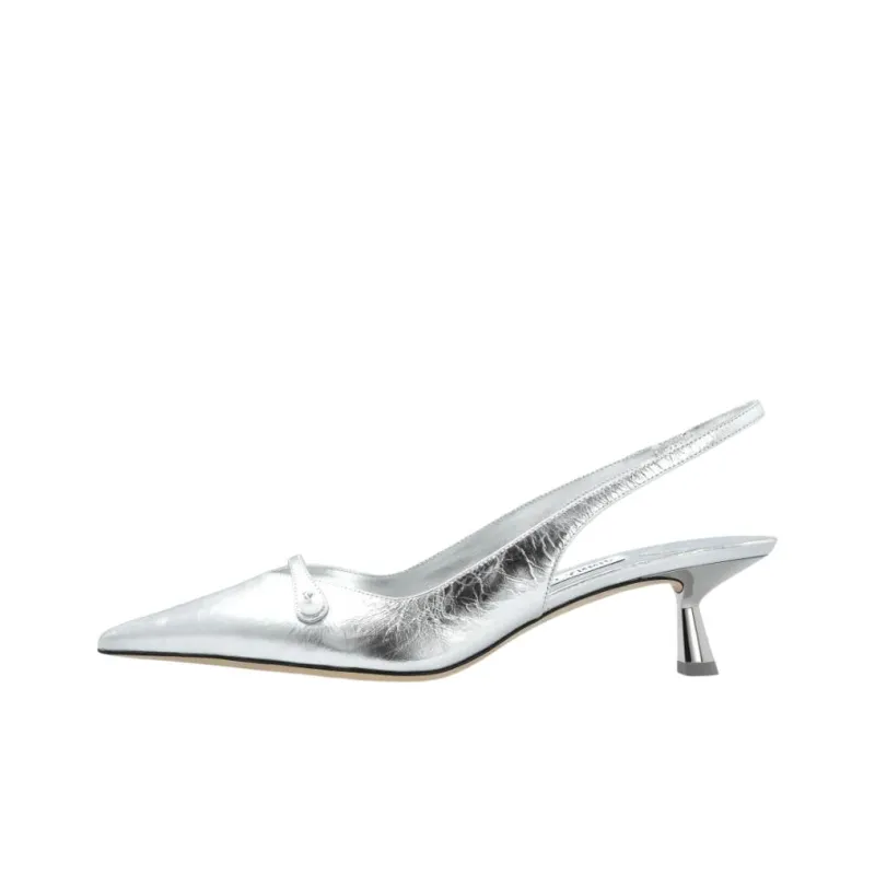 Jimmy Choo Amita Irregular Heel High Heels 4.5cm Women's Silver-0