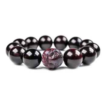WUDE Indian Small leaved Red Sandalwood Wooden Beaded Bracelet Unisex