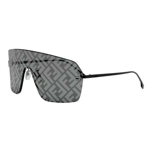 FENDI Metal Irregular Shape Sunglasses Unisex Black