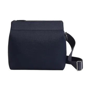 HERMES Military Canvas With Regate Leather Shoulder Bag Crossbody Bag Men's Marine Blue With Midnight Blue Accents