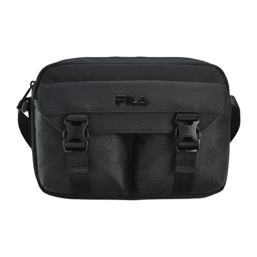FILA Fabric Shoulder Bag, Crossbody Bag Regular Men's Black