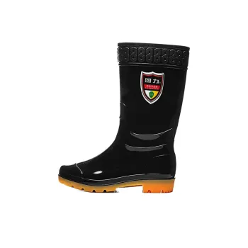 Warrior Wear Resistant Water Resistant Slip Resistant Rain Boots Men's Black