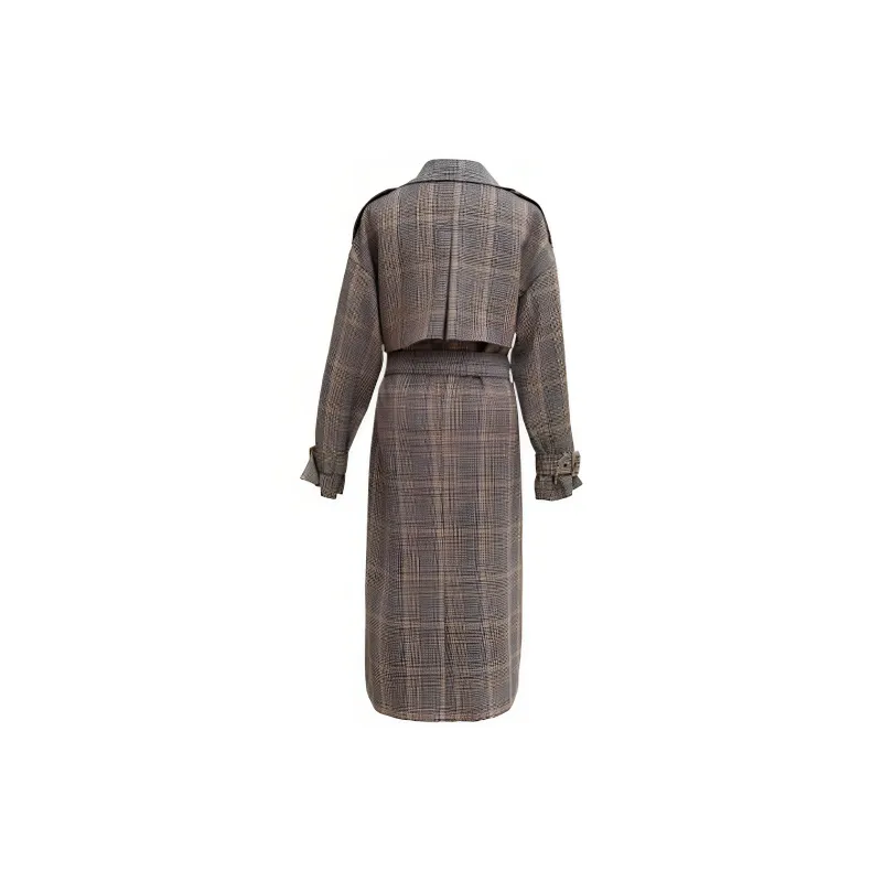 ROEYSHOUSE Trench Coat Women's Plaid-1