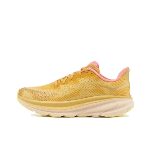 zapatillas de running HOKA ONE ONE ultra trail amarillas Clifton 9 Wear resistant And Lightweight Low Top Running Shoes Men's Yellow