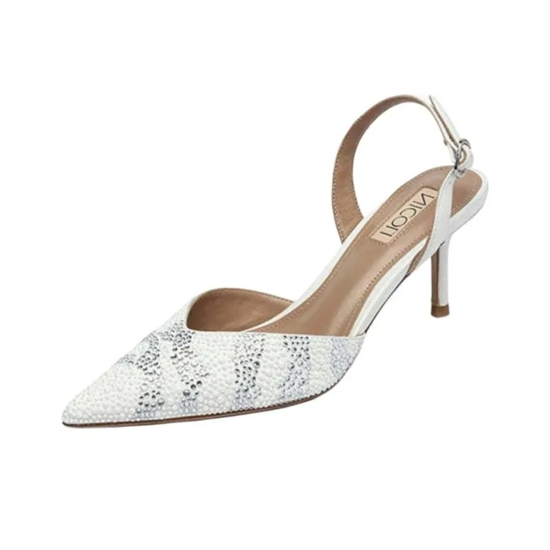NICOLI Messina Slim Heel High Heels 7cm Women's White-2