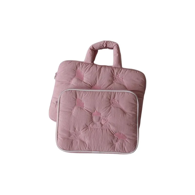 ALOENEY Polyester Laptop Bag Regular Unisex Dark Pink/Gray Blue/Apricot-1