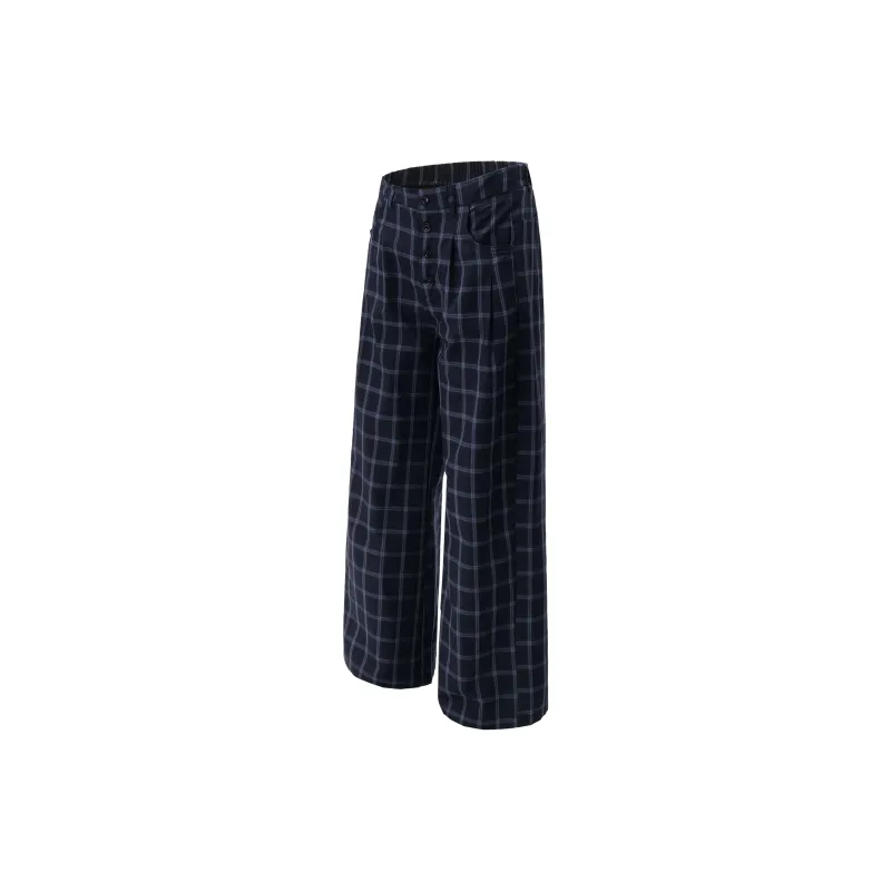 GBXM Casual Pants Unisex Black Plaid-1
