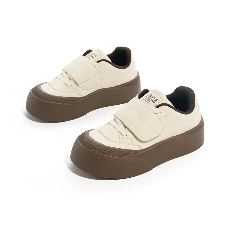 BABAYA KIDS Anti Slip Wear Resistant Lightweight Breathable Low Top Skateboard Shoes Women's Beige-2