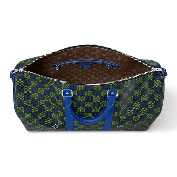LOUIS VUITTON Keepall Bandouliere 50 Damier Heritage Blue Green-3
