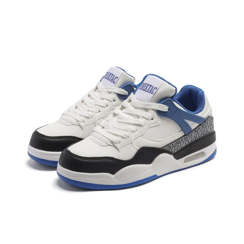 LIANGHUO Slip-Resistant Cushioning Lightweight Height Increasing Low-Top Skateboard Shoes Unisex White Black Blue-1