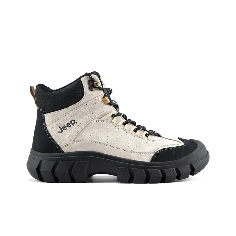 Jeep Work Boots Men High Top Sand/Khaki-1
