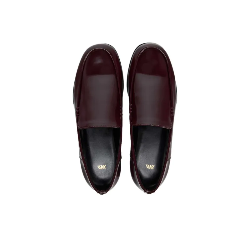 ZARA Loafers Women's Dark Red Color-4