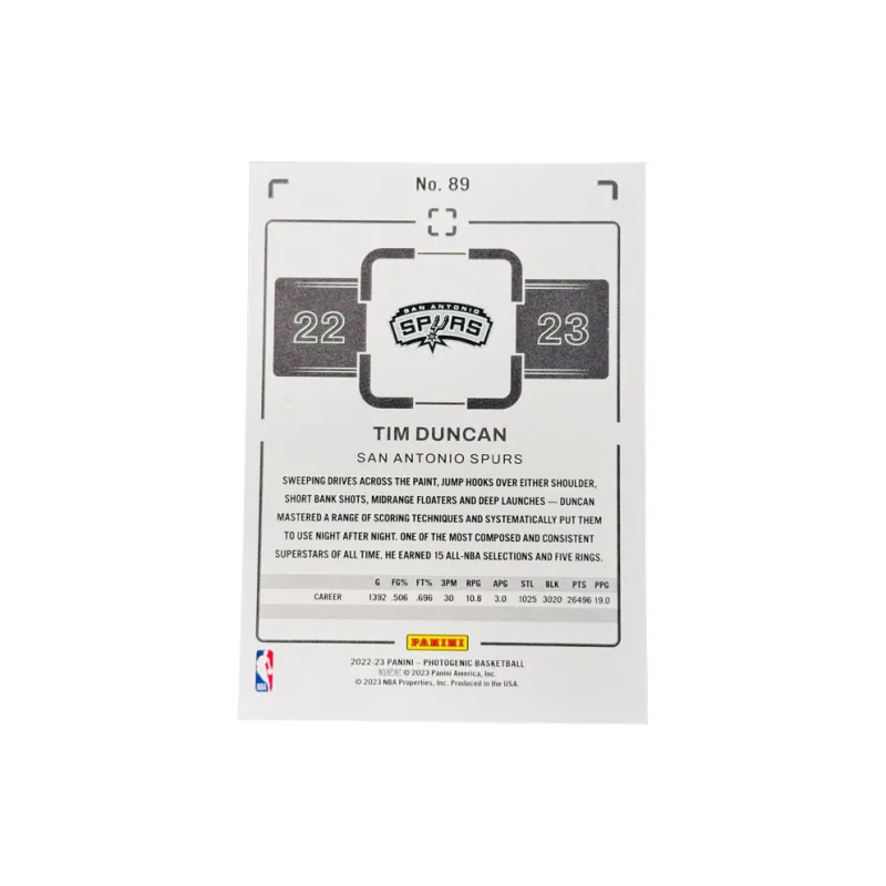 PANINI Tim Duncan Spurs On Court Collection Classic Select Base Card Tim Duncan Passable Condition Sports Cards 1 Pc-1