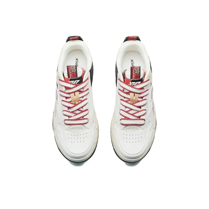XTEP Warm Anti Slip And Wear Resistant Low Top Skateboard Shoes Men's White Black Red-2