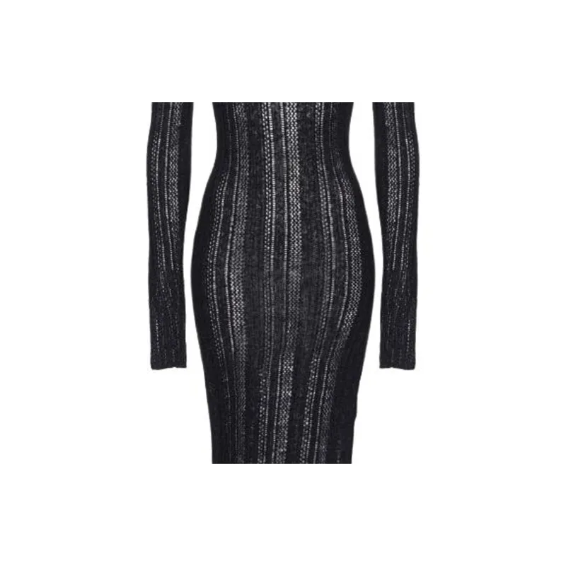 PINKO Long Sleeved Dress Women's Pure Black-5