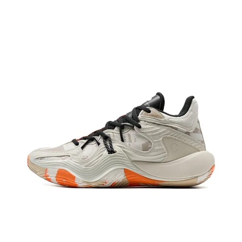 XTEP Chain Battle 3 Lightweight Warm Coverage Mid Top Basketball Shoes Men's Beige-0