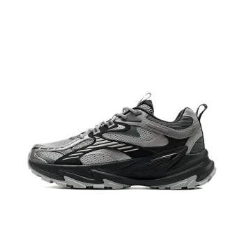 XTEP Anti Slip Wear Resistant Low Top Outdoor Shoes Men's Silver Gray Black